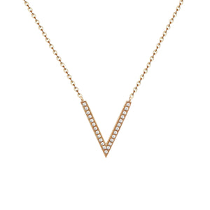 V-shaped Diamond 18 Karat Gold Solitaire Necklace - Sharon-I