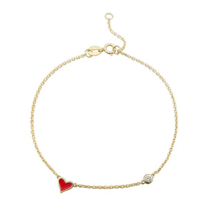 Forever Love Red Heart Diamond 18 Karat Bracelet - Sharon-I