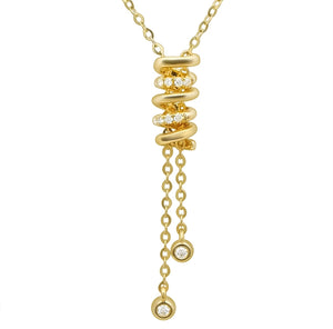 Drop Chain Long 18 Karat Necklace with Diamonds - Sharon-I