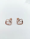 Love Sparkle 18 Karat Rose Gold 3D Heart Diamond Earrings - Sharon-I