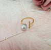 18 Karat Gold Parallel Freshwater Pearl with Diamonds Ring - Sharon-I