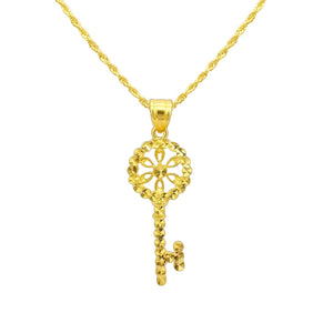 Dangle Drop Key 18 Karat Yellow Gold Necklace - Sharon-I