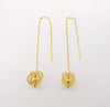 18 Karat Gold 3D Heart Shape Dangle Drop Earrings - Sharon-I