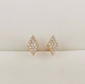 18 Karat Gold Triangular Studs with Diamonds - Sharon-I